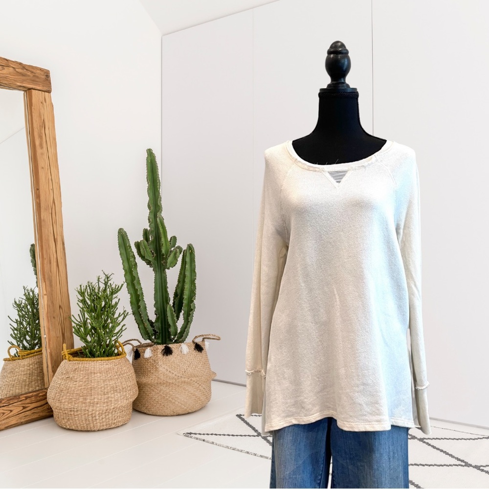 Dylan Long Sleeve Sheer Panel Back Sweater